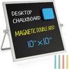 Small Magnetic Chalk Board, Desktop Standing/Wall Hanging Chalkboard with 4 Chalks & 1 Eraser, Tabletop Double-Sided Portable Mini Black Board Easel