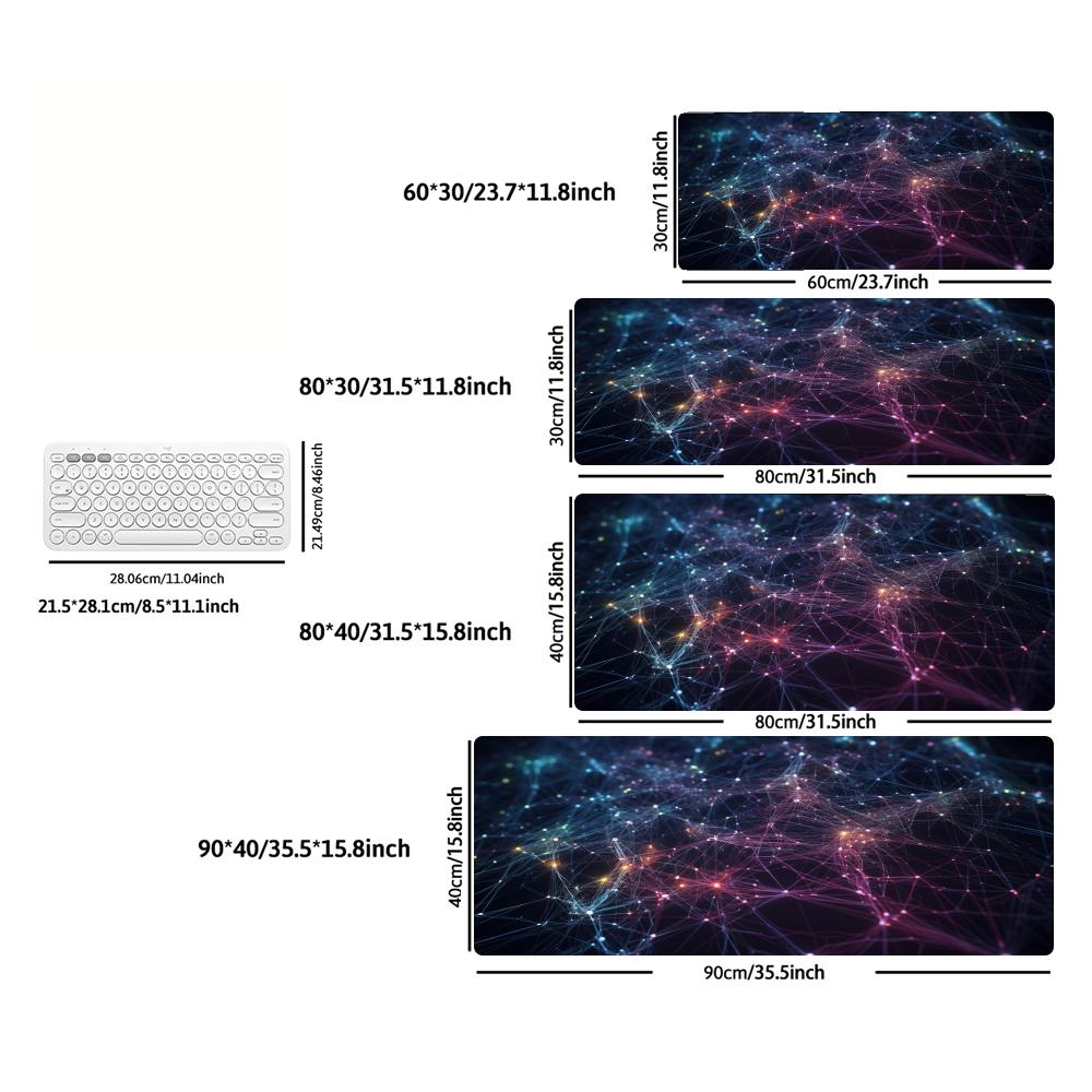 XXL Gaming Mouse Pad Digital Network Particle Tech Art Deskmat Non‑Slip Rubber Keyboard Mats Gamer Mousepad Desk Mats Mausepad