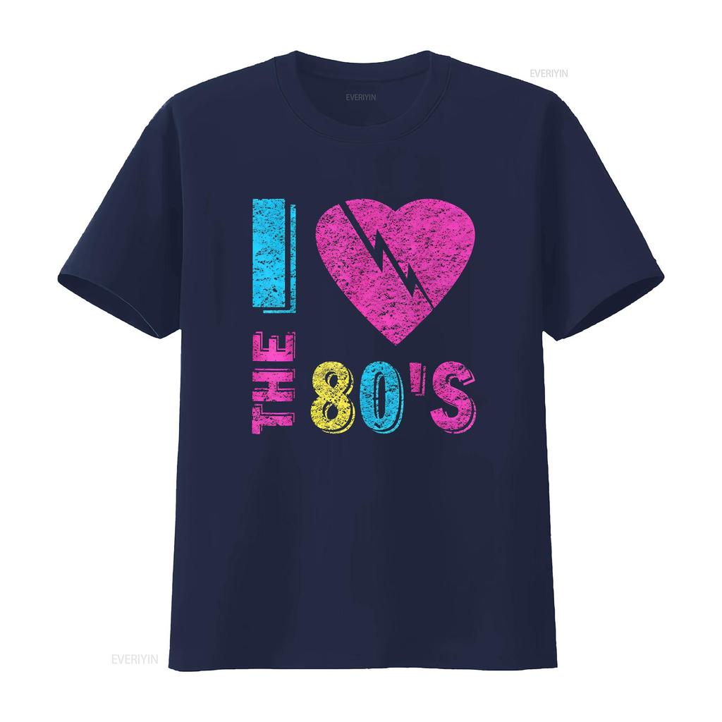 I Love The 80 S T Shirt 90 Costume Party Vintage Washed Top For Everyday Wear Versatile Homme Designer Clothes Fashion Casual