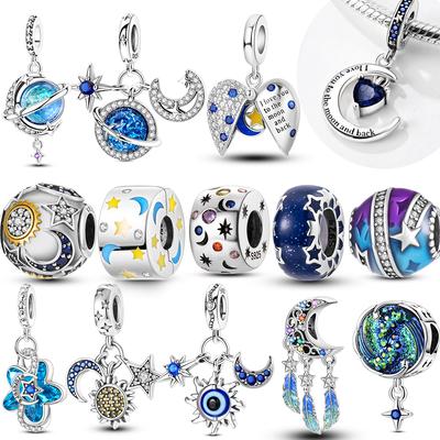 100% Real Copper Star Sun Moon Pandent Charms Beads Jewellery Fit Original Bracelet For Women Diy Gift Party