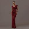 Women's Autumn Solid Color Cowl Neck Ruched Bodycon Dress