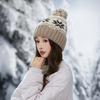 Fashion Maple Leaf Jacquard Warm Cap Women's Winter Plush Thick Cycling Sleeve Ear Protector Knitted Wool Cap
