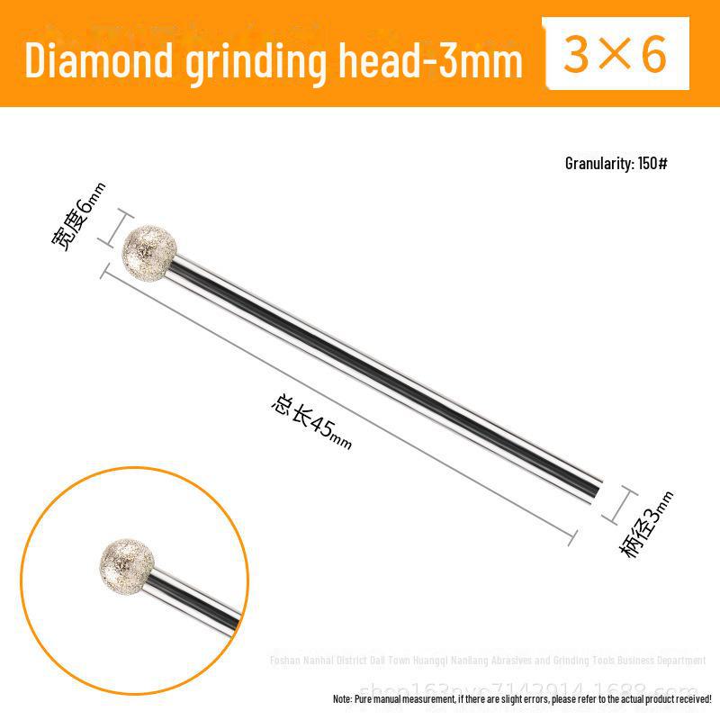 3mm Diamond Grinding Heads for Electric Grinder – Cylindrical, Bullet, Umbrella, Ball Shapes