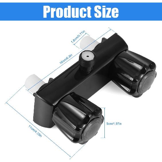 RV Shower Faucet, Camper Shower Faucet Replacement 4" RV Shower Valve Diverter with Dual Knobs Bathroom Shower Accessories Parts for Outside and