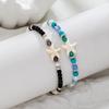 2 Pieces of Ocean Style Black and White Bead Mixed with Turquoise Starfish Double-layer Layered Women's Ankle Chains