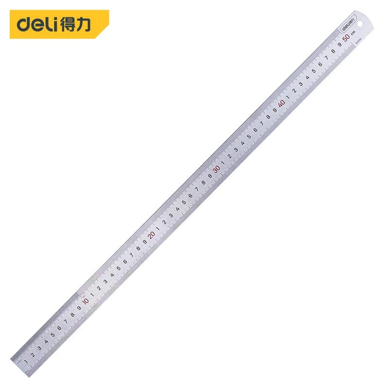 Deli 15-50cm Stainless Steel Metal Straight Ruler Household Gauges Measure Ruler Tool Multifunction Precision Measuring Tools