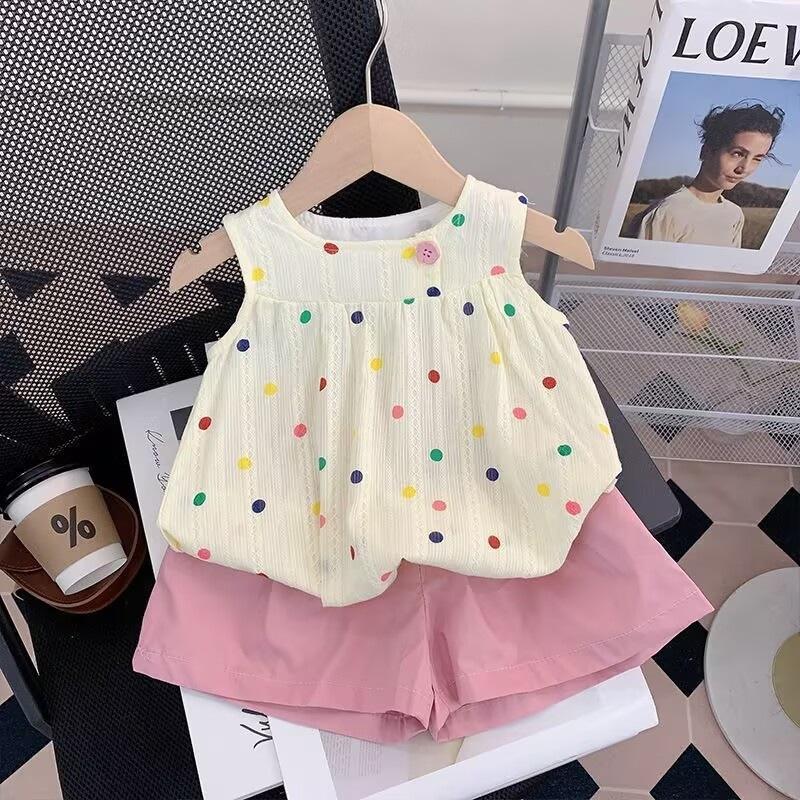 Girls Summer Korean Tank Top and Shorts Set Lightweight and Trendy 80
