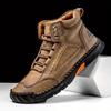 2025 Spring Men's Plus Size Hand-Stitched Leather Boots - Fashionable, Breathable, Casual Korean Style