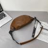 Breast Bag Women'S Fashion Pu Solid Color Couple Shoulder Bag Mori Trend Pleated Couple Messenger Bag Men