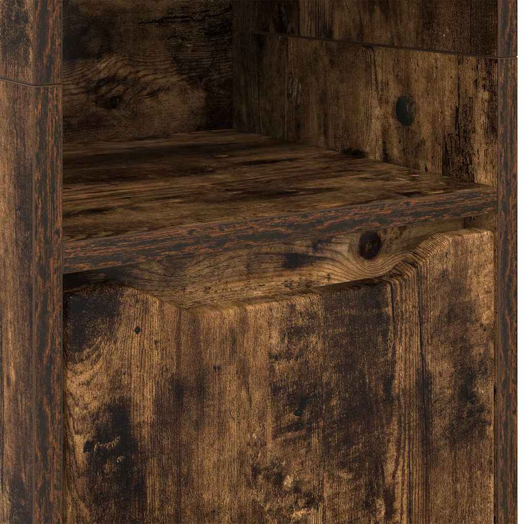 Bathroom Cabinet with Door Smoked Oak 30.5 x 30 x 195 cm