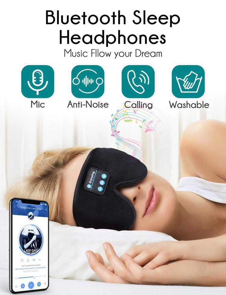 3D Sleeping Headphones Bluetooth Eye Mask for Women Men Wireless Music Blackout Masks for Side Sleepers Insomnia Travel Gift