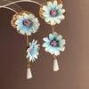 Glass Floral Pendant Earrings Sweet Crystal Drop Earrings Super Fairy Fabric Flower Earrings  Gift