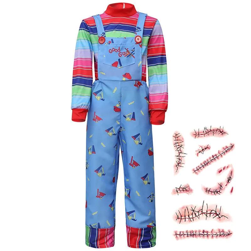 Dětský kostým Chucky na Halloween, Dětská hra Batolecí kostým Chucky Dárek s tetovací nálepkou se jizvou Dárek
