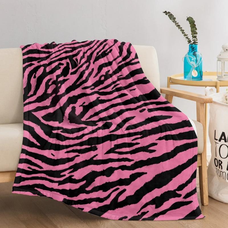 Pink Leopard Print Throw Blanket Zebra Skin Warm Plush Blankets Kids Adults Teen for A Living Room Sofa Couch and Bed Decorate