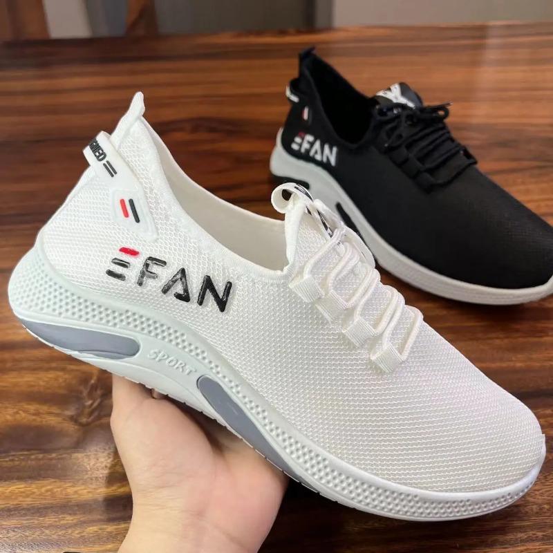 White Casual Shoes, Breathable and Non Slip Walking Shoes, Men's Shoes, Outdoor Comfortable Lace Up Running Shoes