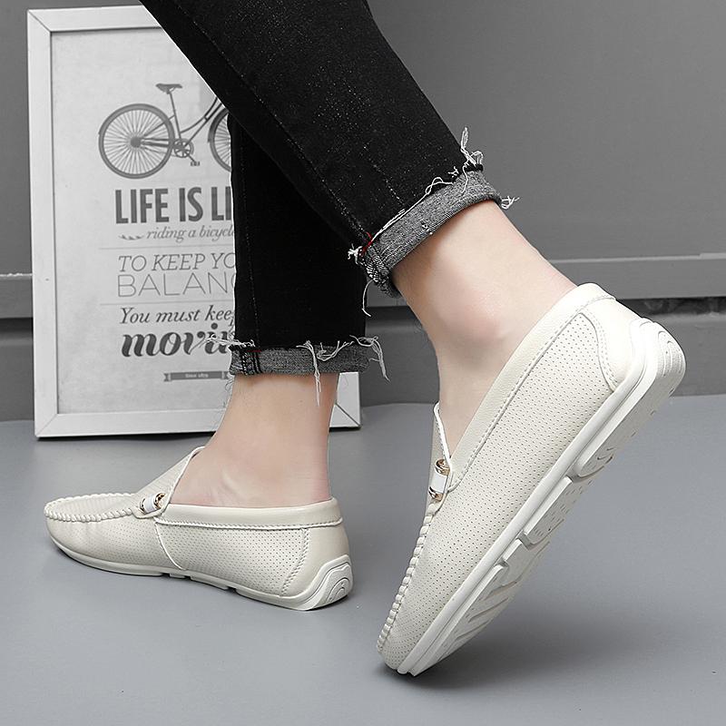 Lightweight Men's Casual Shoes 2025 Summer Leather Penny Loafers Men Moccasins Hollow Out Slip on Flats Boat Mens Driving Shoes
