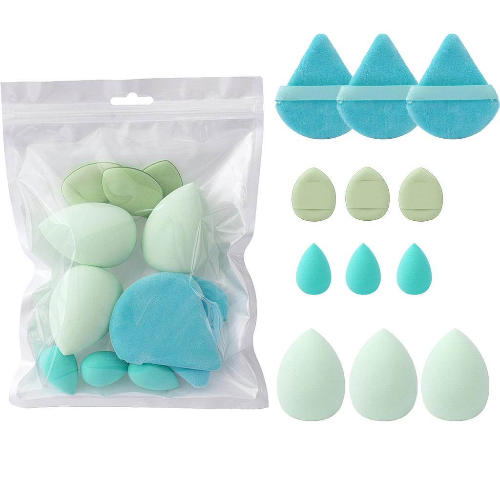 12-Piece Solid Color Makeup Sponge Set: Puff, Thumb Puff & Mini Puff