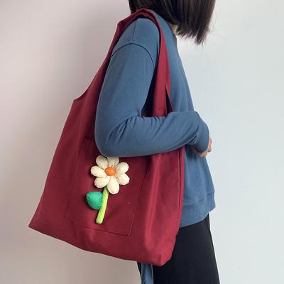 Frauen Canvas Tasche weibliche Umhängetasche Japan und Korea frische Blumen literarische bunte rote Canvas Tasche Unterhemd Tasche Einkaufstasche