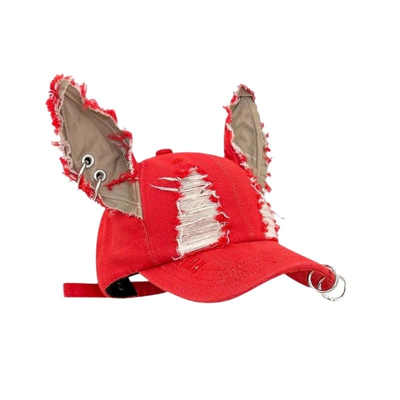 Grunge Baseball Hat For Women Distressed Sunproof Hat With Ripped Detail Adjustable Snapbacks Hat for Music Festival