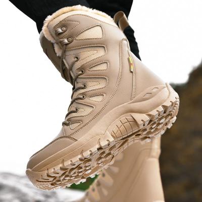 Stivali Invernali da Uomo in Peluche Caldi Scarpe da Ginnastica Alte da Trekking Resistenti Impermeabili Antiscivolo per Arrampicata Trekking Deserto Allenamento
