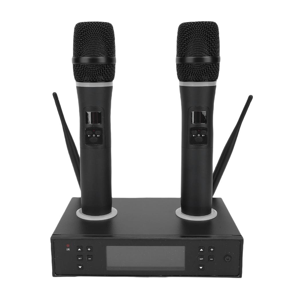 Wireless Microphone System Dual Wireless Mics Rechargeable Receiver Anti Howling Plug and Play for Singing Karaoke