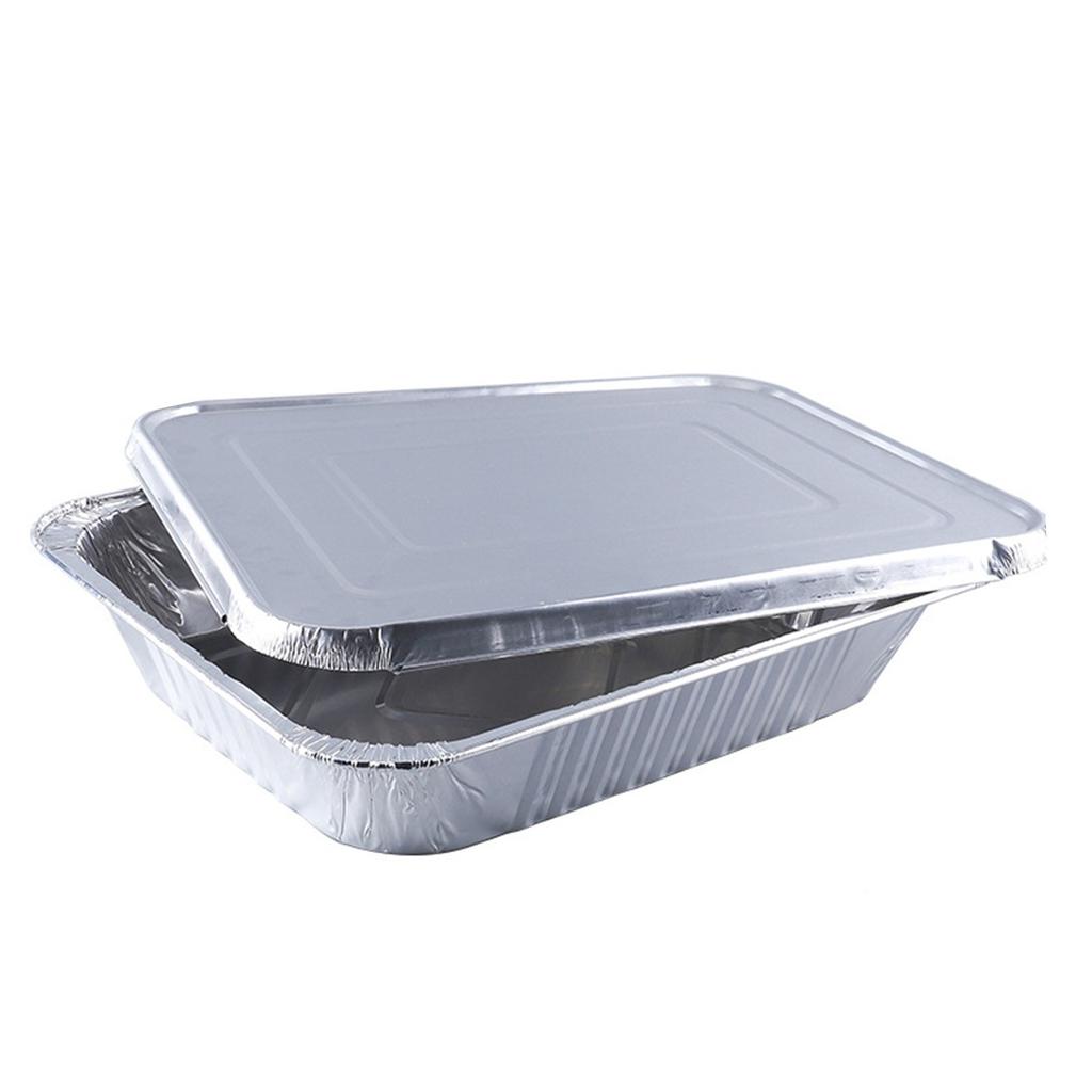 30 Thickened Tin Paper Boxes With Lids, Large Capacity Aluminum Foil Lunch Boxes, Disposable Tin Trays