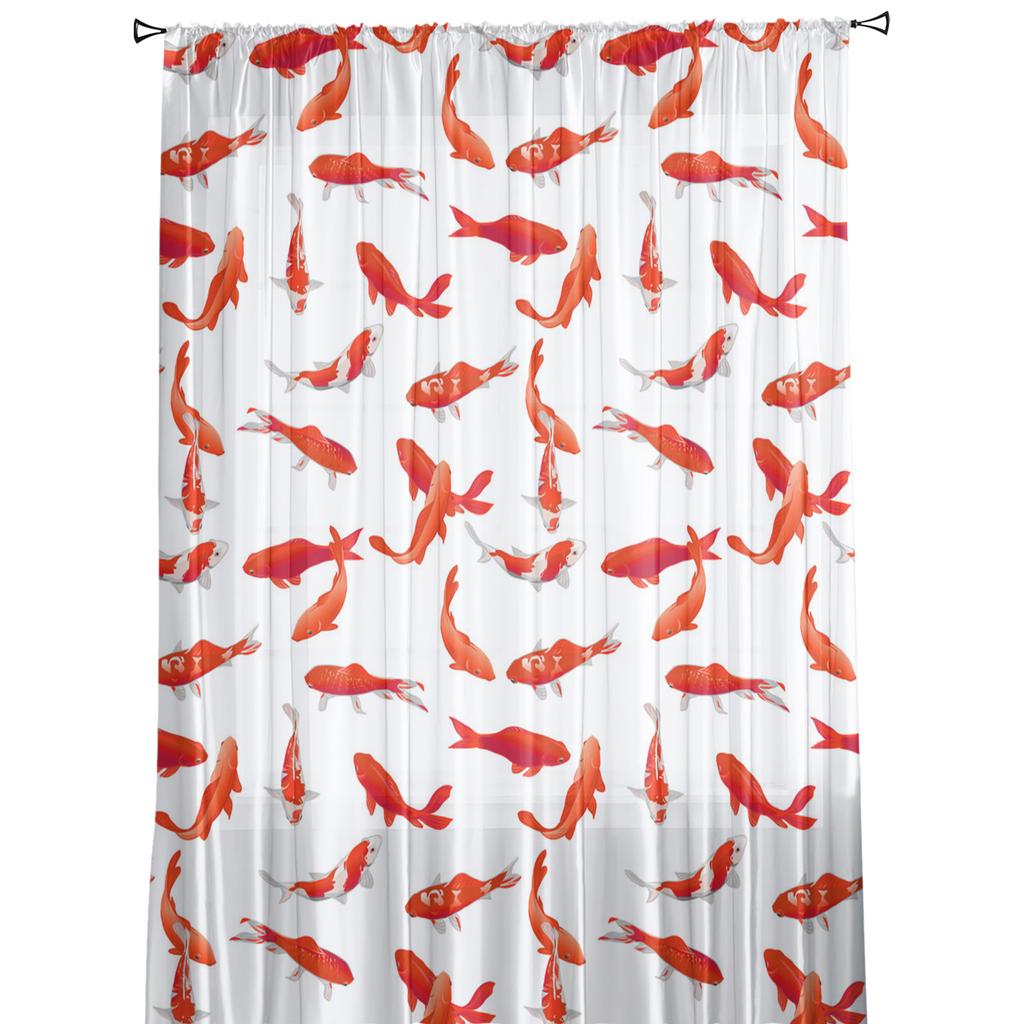 Carp Texture White Modern Curtain For Living Room Transparent Tulle Curtains Window Sheer For The Bedroom Accessories Decor