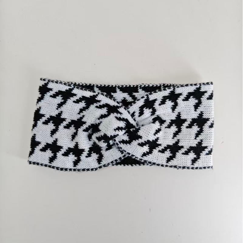 

Houndstooth Knit Headband for Women, Crossed Design, Autumn and Winter Outdoor Headband, New Headwear, Wide-Brimmed Maternity Headwrap белый