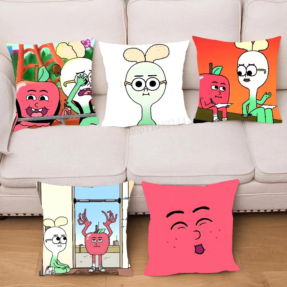 Panika Chen Unisex Anime Comedy Food A-Apple And Onion Pillow Case Square Pillow Bedroom Sofa Leisure Comfort Car Living Room Home Decoration 40X40