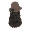 Bucket Hat Bow Top Hat Wig Korean Style Long Curly Wave Hair Fisherman Hat Wig  Autumn Winter