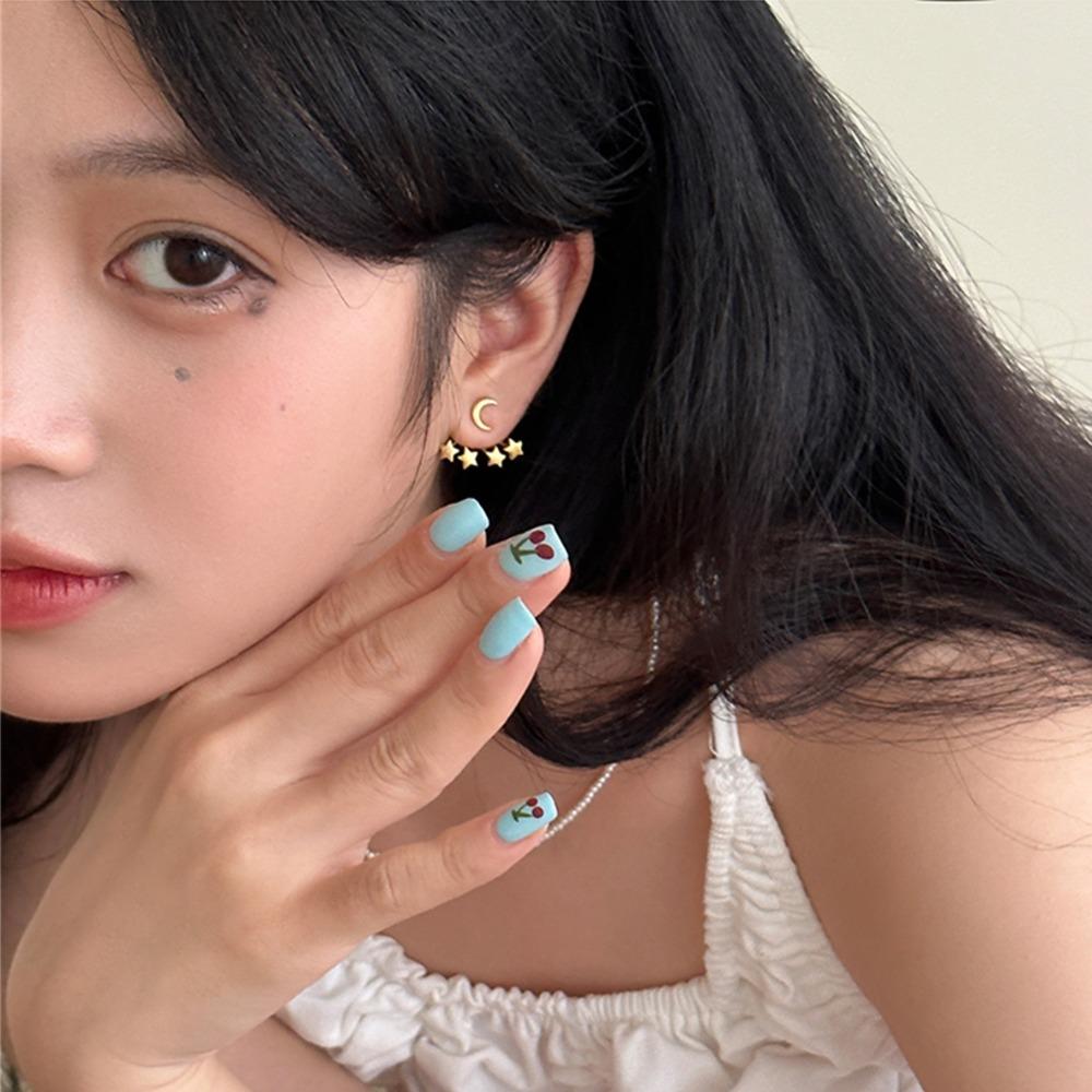 Gold Star Moon Earrings Studs Sliver Hanging Stars Ear Studs  Vacation