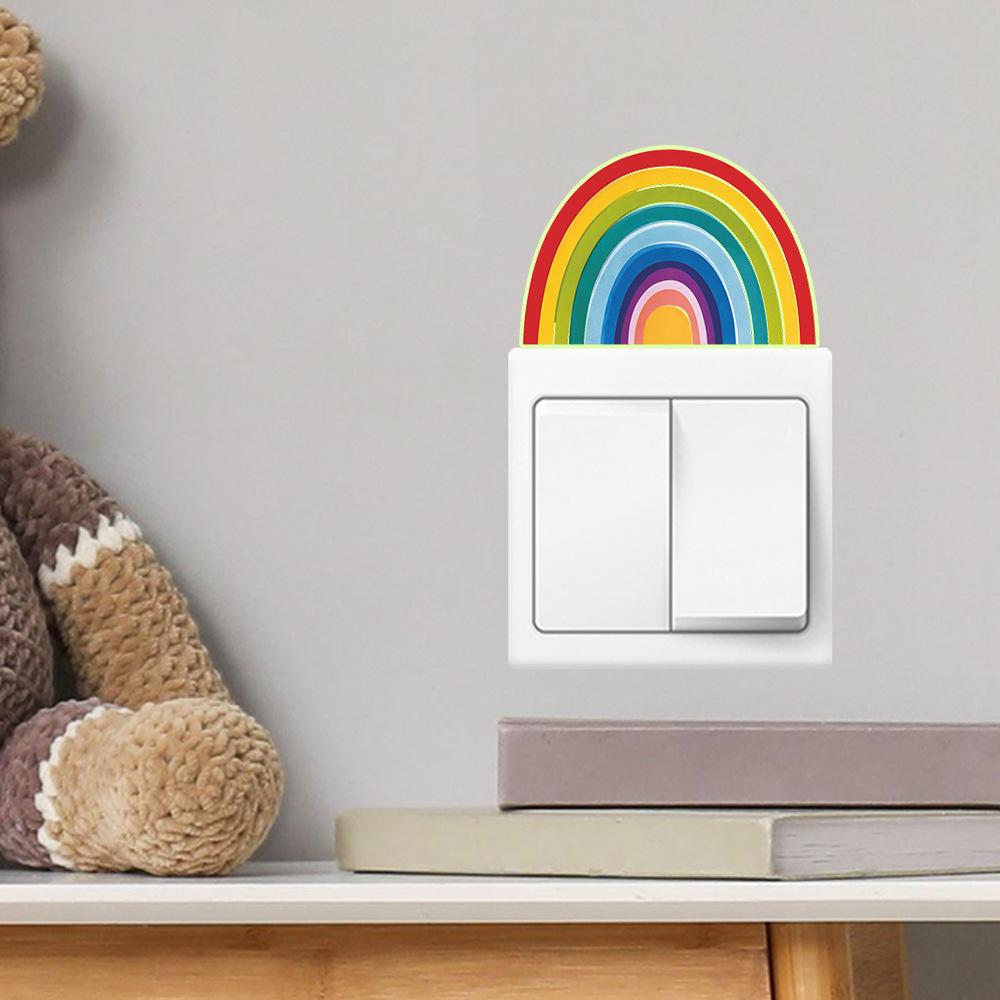 Nightlight Cartoon Rainbow Bedroom and Living Room Wall Switch Decoration Stickers