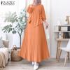 ZANZEA Women Long Sleeve Blouse and Long Skirts Casual Two Piece Suit Sets