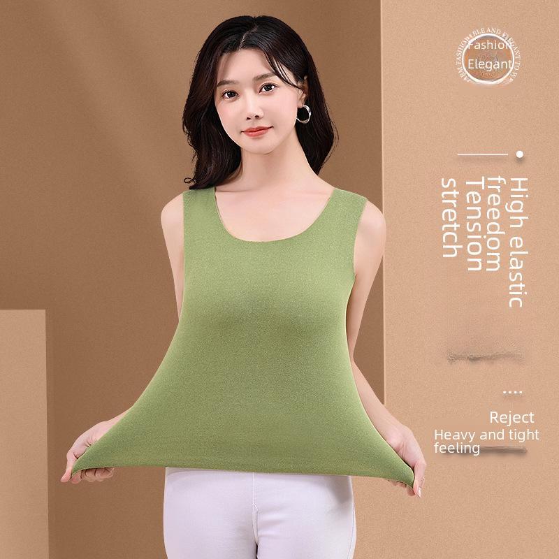 Women's German Velvet Self-Heating Thermal Vest: Double-Sided Brushed, Seamless, Solid Color, Thick, Autumn/Winter