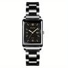 Square Men's Watch Steel Strap Business Gold Hands Men's Quartz Watch, Men's Gifts