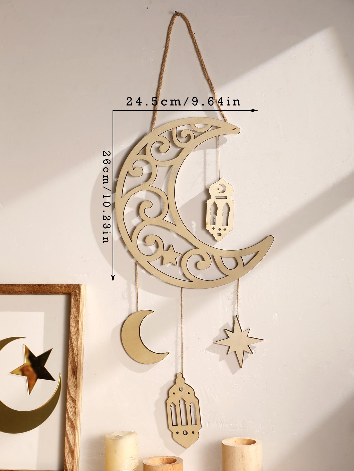 

1 шт. Рамадан Місяць Зірка Настінні підвіски Ісламський Ажурний Дерев яний Декор з Ліхтарями Святковий Домашній Декор Рамадан та Ід Настінні прикраси