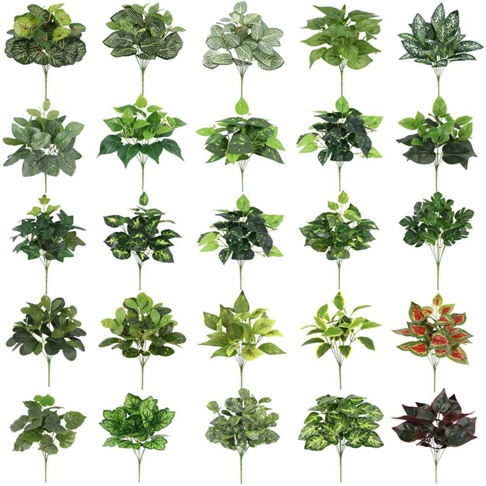 

7 Heads Green Potted Plants Large Fake Plant Office Desktop Decoration Style 15