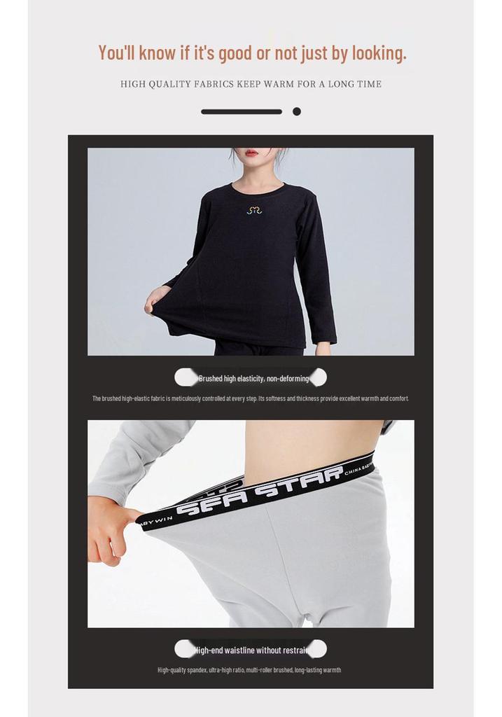 Children's Thermal Fleece Underwear Set - Unisex Base Layer Shirt & Pants