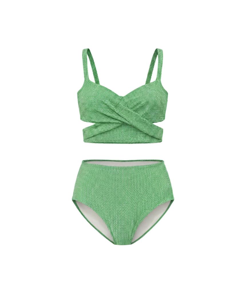 VIKINI VENDER Loro Check Cross Cutout Bikini - Green