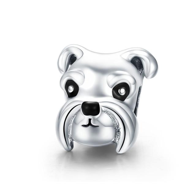 Zirconia Color Sterling Cane Animaletto Cane Cane Bulldog Perline Adatte Braccialetto da Polso Originale Ciondolo Gioielli Fai da Te Braccialetto da Polso alla Moda