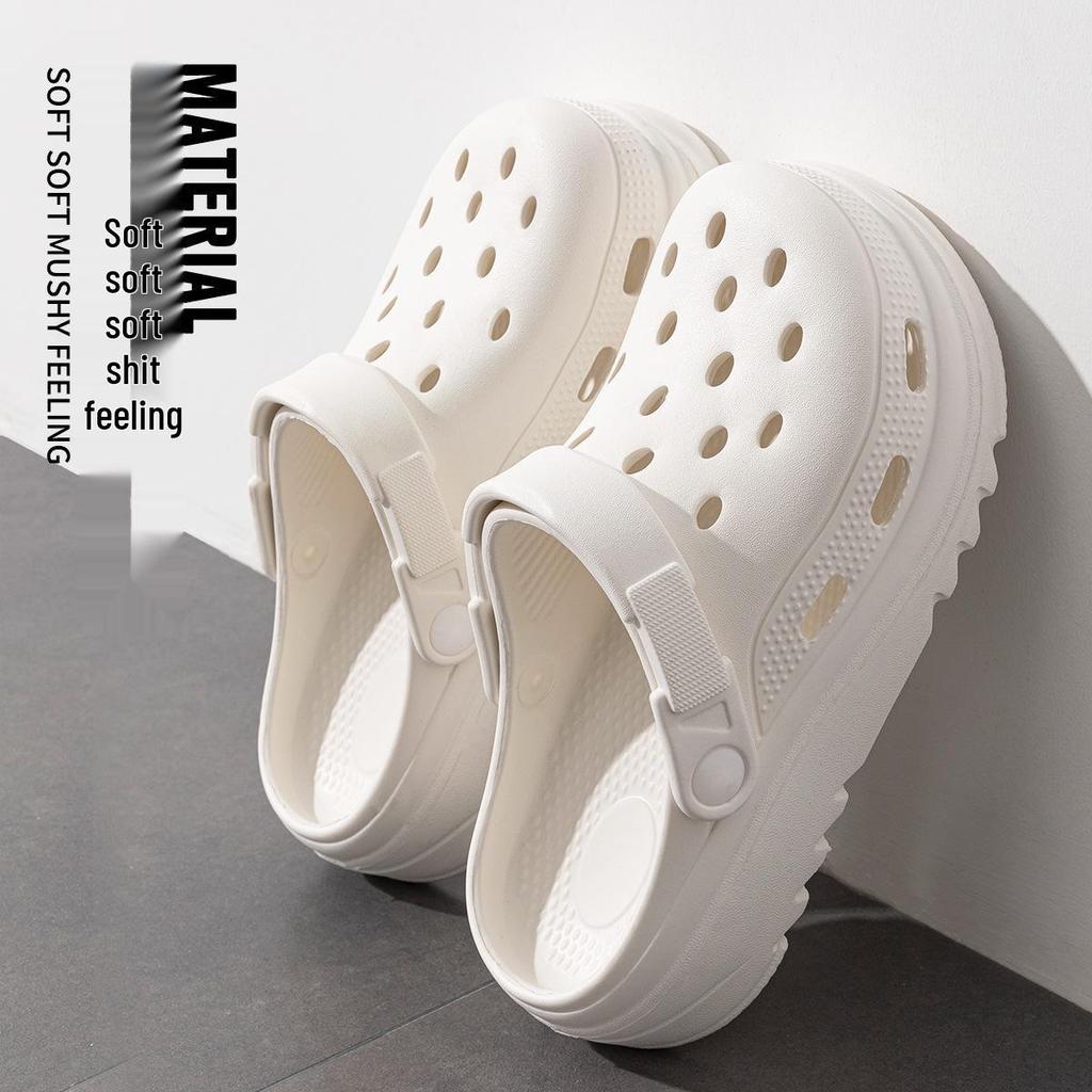 Women's 2024 Anti-Slip Thick-Soled Beach Shoes: Closed-Toe, Hole Design, Half-Slippers for Summer Outdoor Wear.