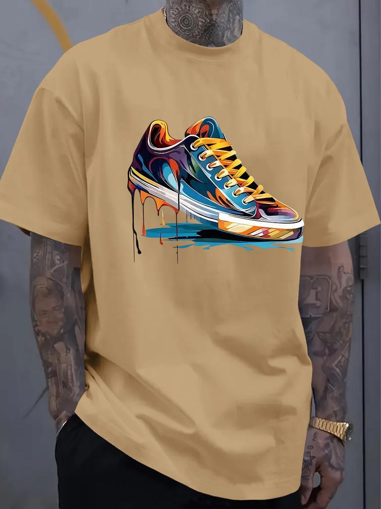 Unisexs Oversized Dripping Sneaker Graphic Tshirt Colorful Shoe Art Short Sleeve Tee Casual Streetwear Tops