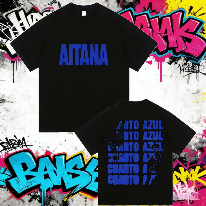 2025 Summer Singer Aitana Cuarto Azul Tour Print T Shirt Men Women Hip Hop Fans Short Sleeve 100% Pure Cotton Printed T-shirt