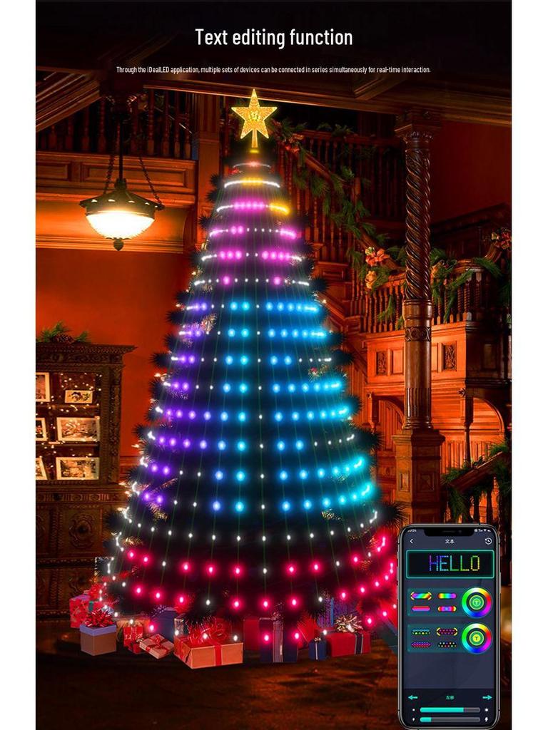 APP-Controlled LED Color-Changing Christmas Tree Lights with Bluetooth, PVC Neon String, Holiday Decoration, and Adjustable Atmosphere Lighting