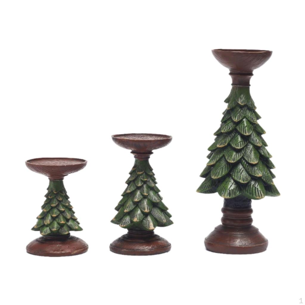 3 Christmas Candle Holders Resin Tea Light Decoration Candlesticks for Party Table