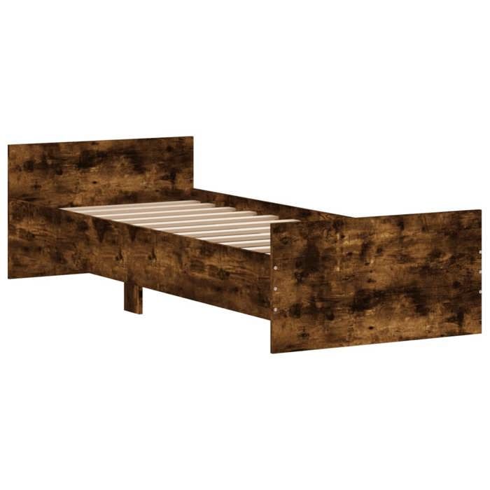 VidaXL Cadre de lit chêne fumé 75x190 cm petit simple bois ingénierie 835950