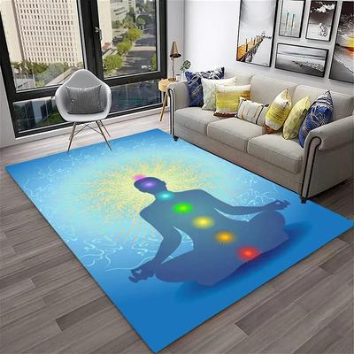 Tapis Doux Arc-en-ciel 7 Chakras Yoga Méditation Tapis de Zone Antidérapant pour Salon Chambre Canapé Paillasson Décor Tapis de Sol de Salle de Bain