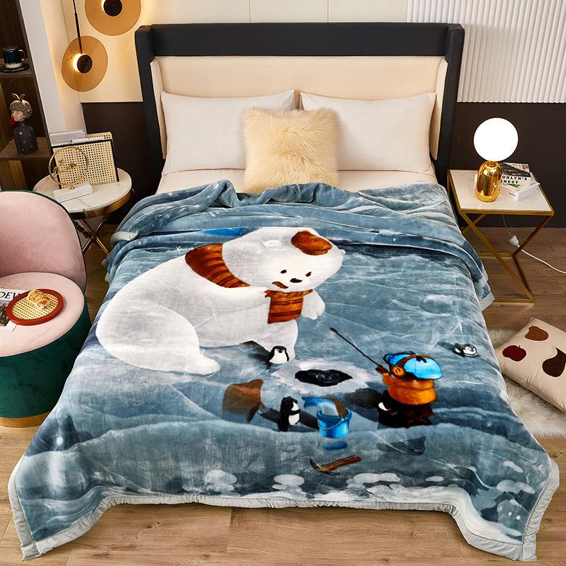 Double-Layer Thickened Fleece Blanket for Single or Double Use Autumn/Winter Cover Blanket