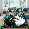 Electric Guitar King Queen Duvet Cover Stringed Instrument Bedding Set Musical Note Quilt Cover Hippie Polyester Comforter Cover