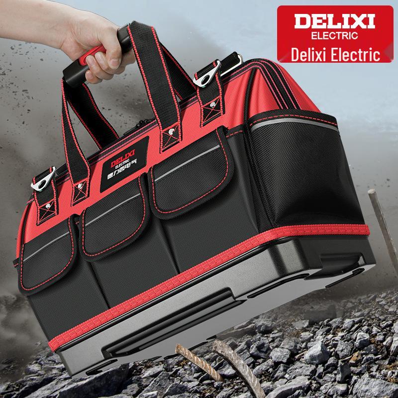 Delixi Electric Multi-Functional Waterproof Tool Bag, Wear-Resistant Oxford Cloth Large Canvas, Electrician Special.